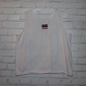 🤍 Christopher & Banks Sleeveless White Top · Embroidered Flag · Size M